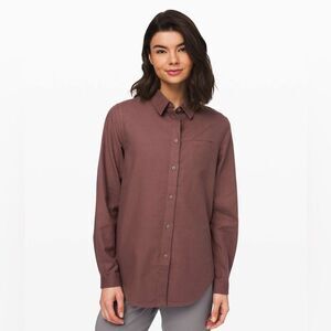 Lululemon Full Day Ahead Shirt Antique Bark size 12